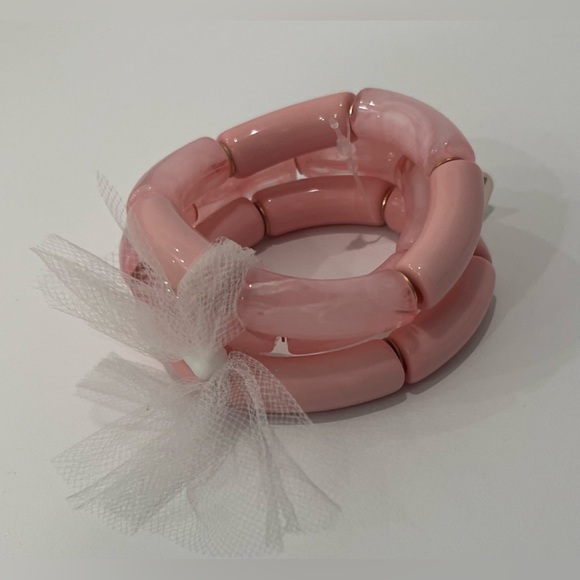 Chunky Pink Stretch Bracelets (3), NWT - Picture 3 of 4